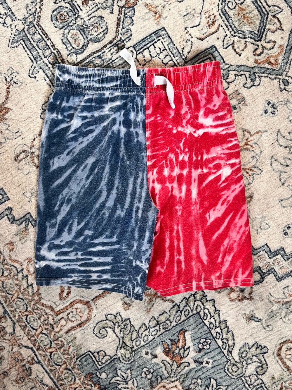 Comfort Colors Kids Tie-Dye Pull-On Shorts in Red & Navy